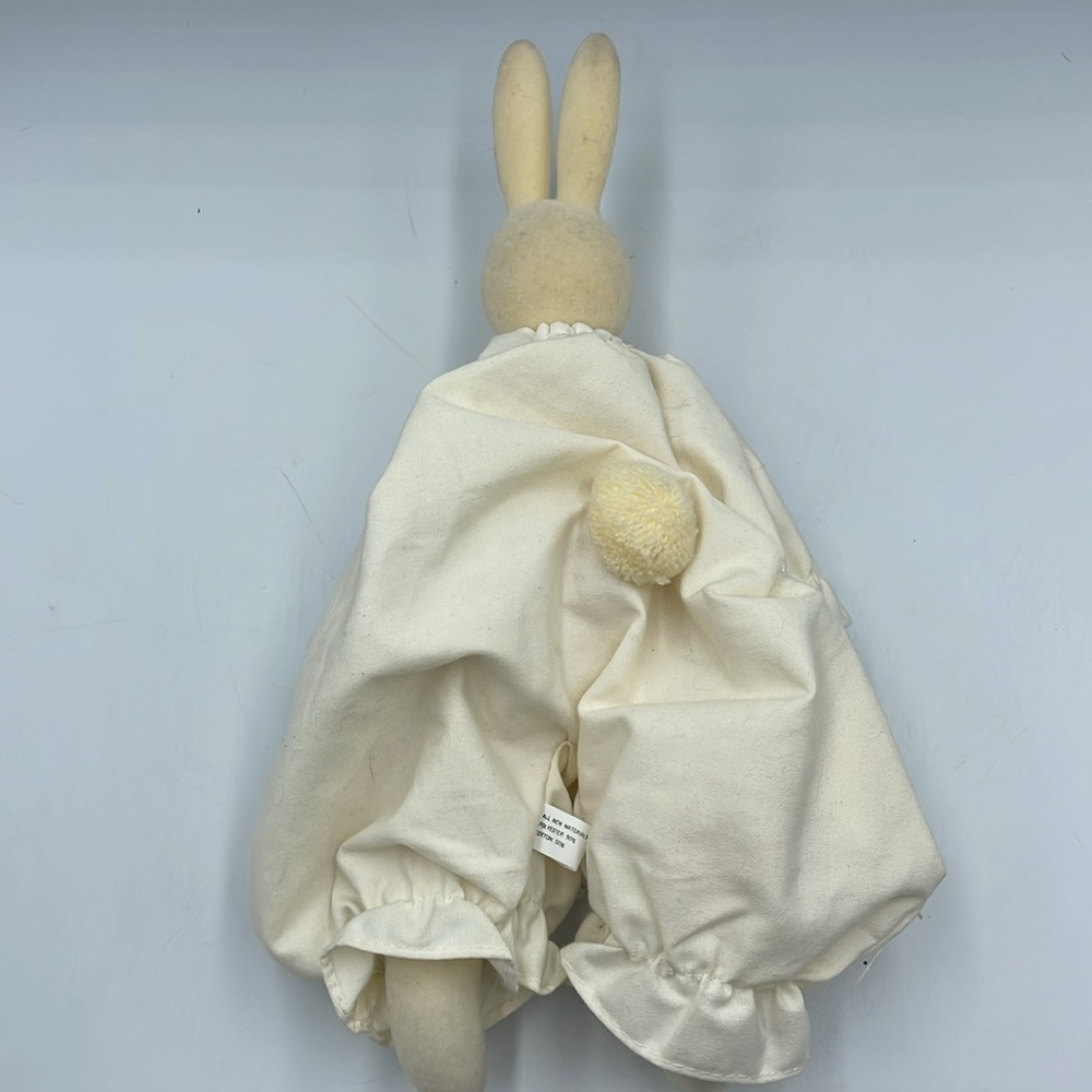Department 56 Bunny O'Hare 7" Cream White Dress Pink Tie Sitting Felt rabbit - Picture 5 of 6